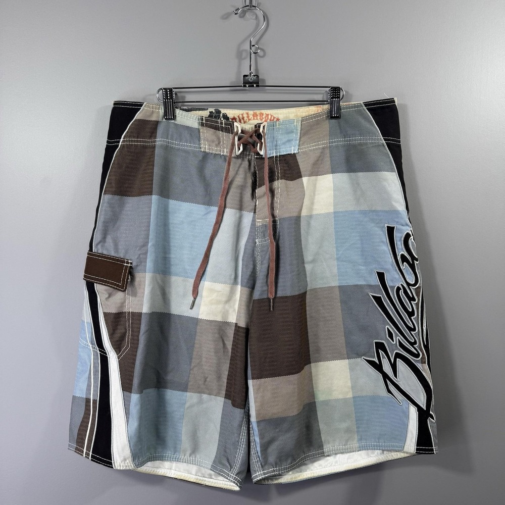 Billabong Shorts Mens 36 Mark Occhilupo Multicolor Plaid Board Shorts Surf Swim